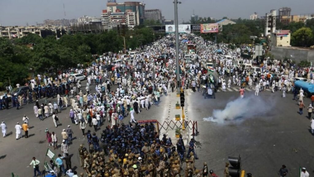 Farmers staging a protest