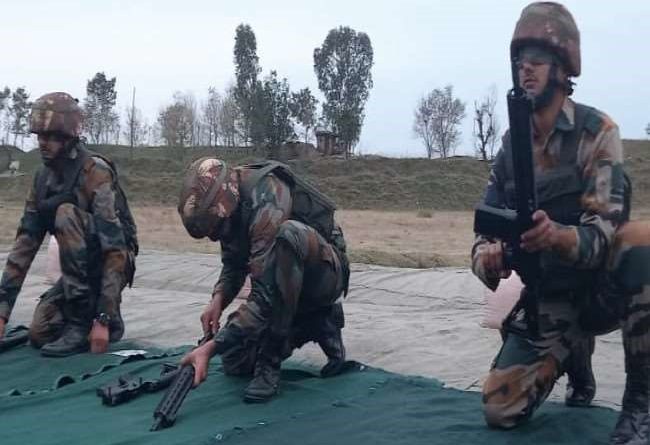 Indian soldiers are practicing