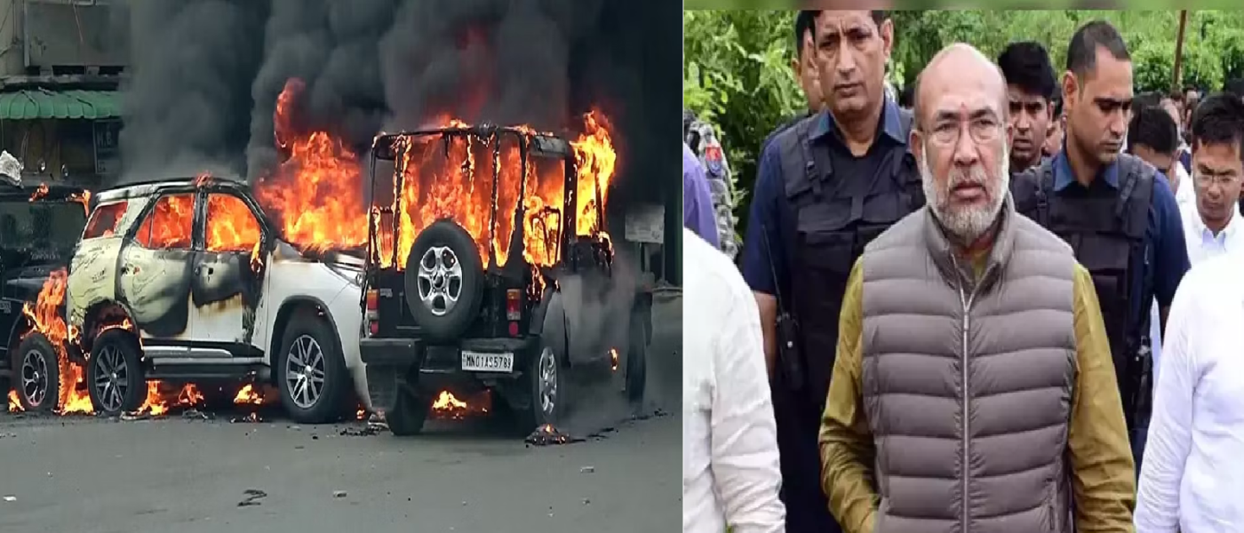 Manipur Violence: Biren Singh took stock of the ground situation in the violence-hit area, security personnel were also present.