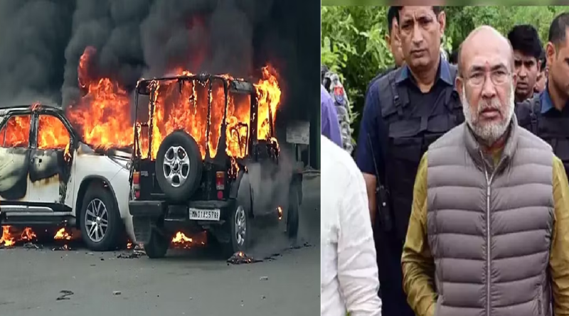Manipur Violence: Biren Singh took stock of the ground situation in the violence-hit area, security personnel were also present.