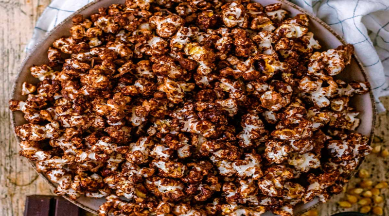 Quick and Easy Homemade Chocolate Popcorn Recipe for Kids.