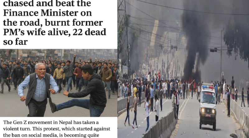 Nepal Protest Turns Deadly: Finance Minister Attacked, Former PM’s Wife Burnt Alive, 22 Dead