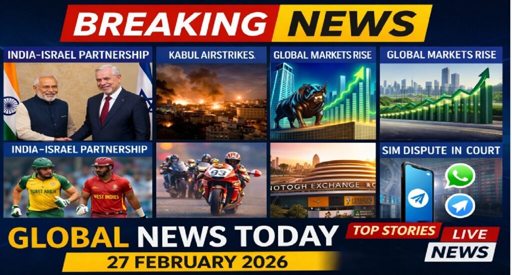 Global News Today (27 Feb 2026): India–Israel Strategic Boost, Kabul Airstrikes, Markets Rally, Sports Shockers & More