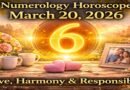 Numerology Horoscope Today: March 20, 2026 – Number 6 Brings Love, Harmony, and Responsibility