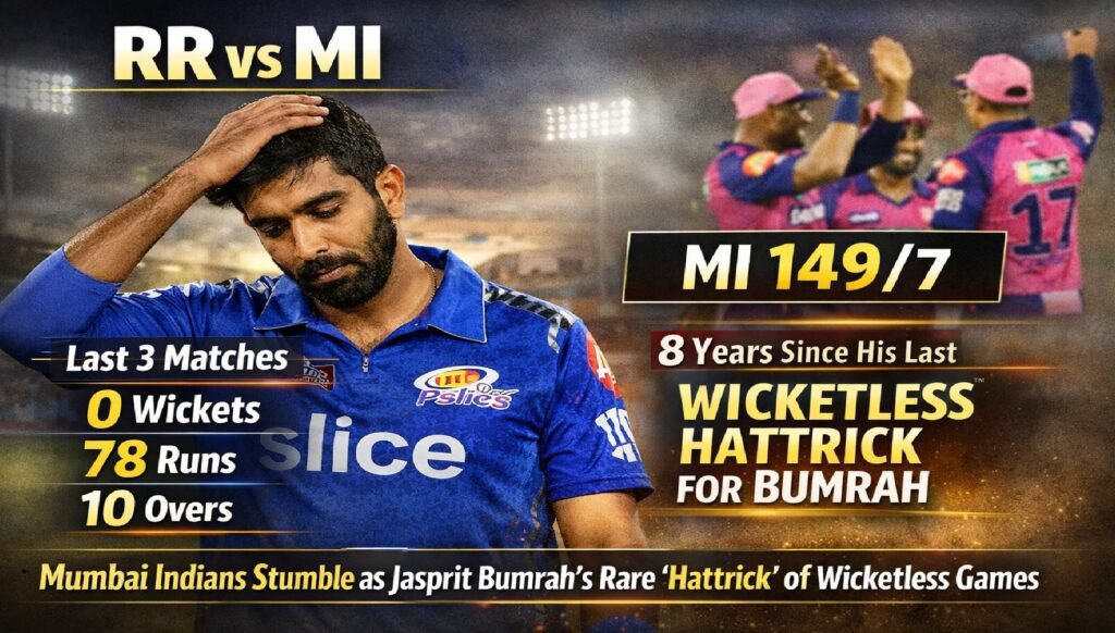 RR vs MI: Mumbai Indians Stumble Despite Jasprit Bumrah’s Rare ‘Hattrick’ of Wicketless Games After 8 Years