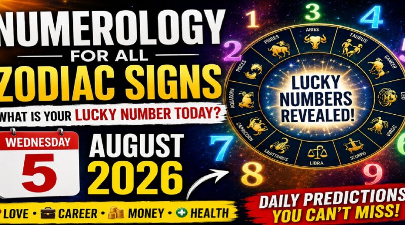 Wednesday August 5: 2026 – Numerology Horoscope for All Zodiac Signs | What Your Lucky Number Reveals Today