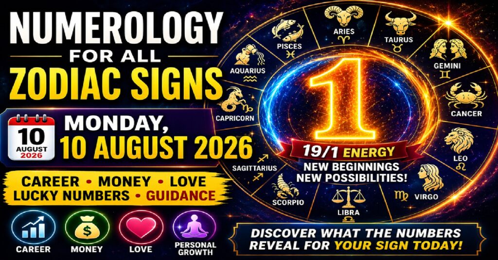 Monday August 10 - 2026: Numerology for All Zodiac Signs | Number 1 Energy Brings New Beginnings, Career Moves and Fresh Opportunities