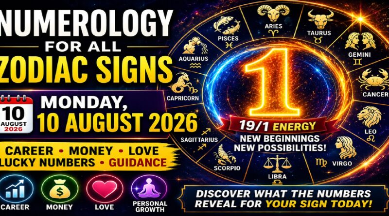 Monday August 10 - 2026: Numerology for All Zodiac Signs | Number 1 Energy Brings New Beginnings, Career Moves and Fresh Opportunities