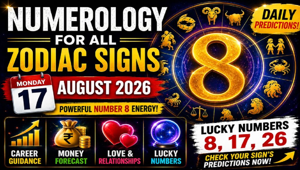Monday August 17 - 2026:  Numerology for All Zodiac Signs | Lucky Numbers, Career, Money, and Love Predictions