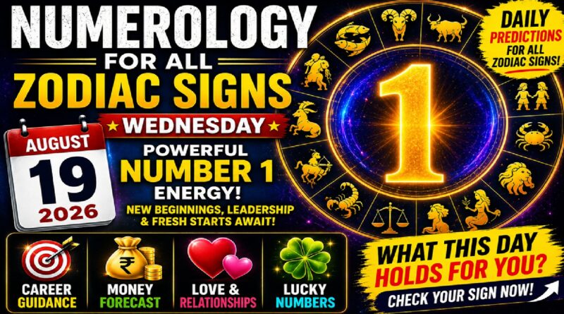 Wednesday August 19 - 2026: Numerology for All Zodiac Signs | Powerful Number 1 Energy, Lucky Numbers, Career, Money and Love