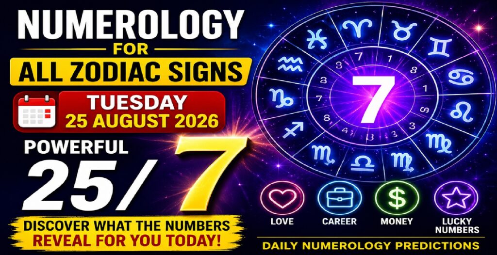 August 25 2026: Tuesday - Numerology for All Zodiac Signs | Love, Career, Money and Lucky Numbers