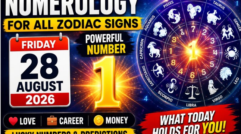 August 28 2026: Numerology Today | Powerful Number 1 Energy Brings New Beginnings — Predictions for All Zodiac Signs
