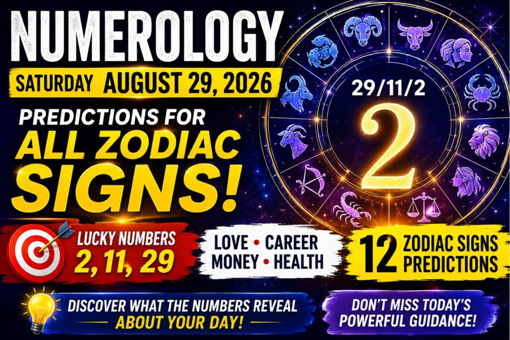 Saturday August 29 - 2026: Numerology for All Zodiac Signs | Love, Career, Money and Lucky Numbers