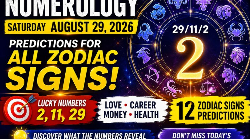 Saturday August 29 - 2026: Numerology for All Zodiac Signs | Love, Career, Money and Lucky Numbers