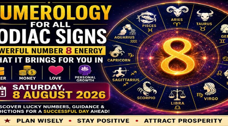 Saturday August 8 - 2026: Numerology for All Zodiac Signs | Powerful Number 8 Energy Brings Career, Money, and Relationship Signals
