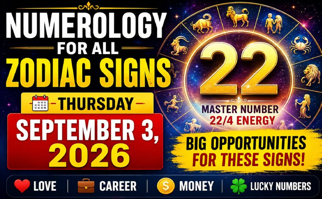 Numerology Today - September 3, 2026: Powerful 22/4 Energy Brings Big Opportunities for These Zodiac Signs